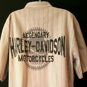 Harley Davidson Mens Brown Tan Button Down Shirt